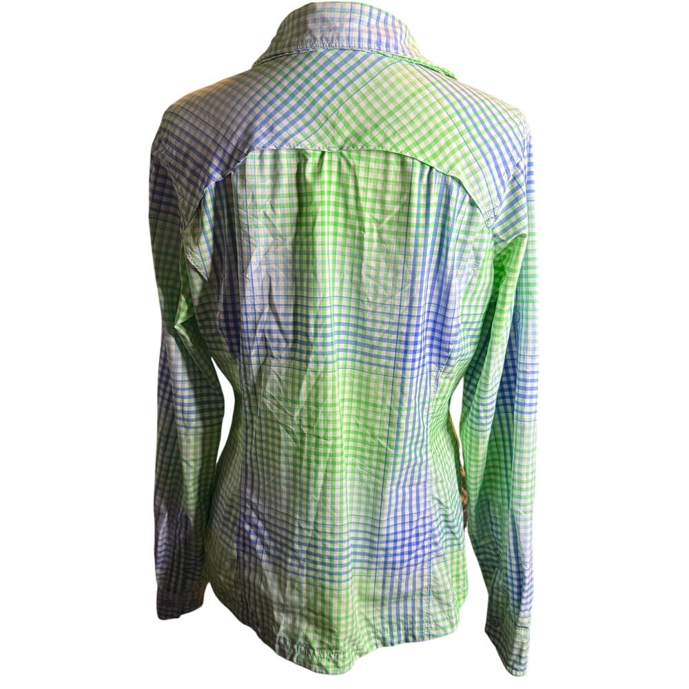 Columbia PFG Long Sleeve Vented Fishing Shirt, Gingham Green Blue, Women's Large - Picture 4 of 8